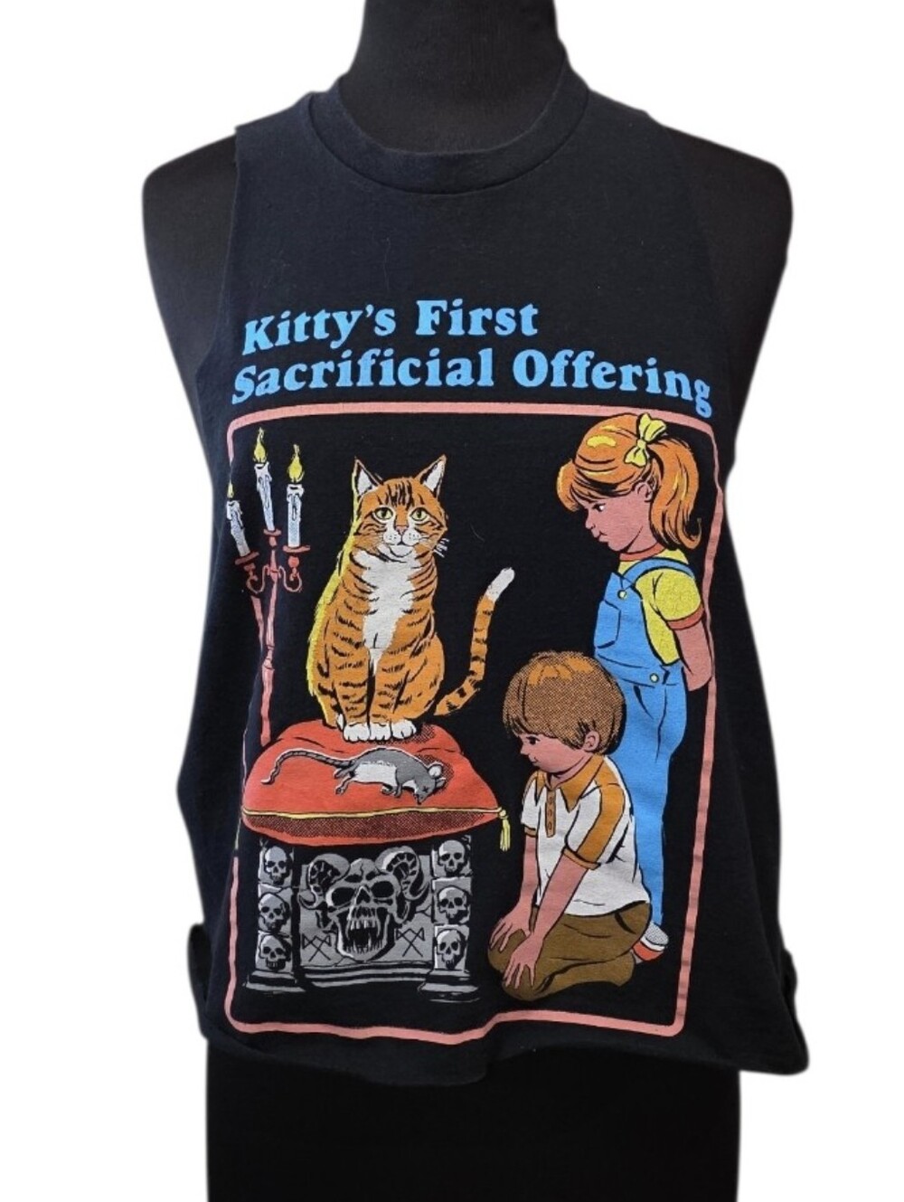 Steven Rhodes Custom Tank L Kitty's First Sacrificial Offering Top - Black